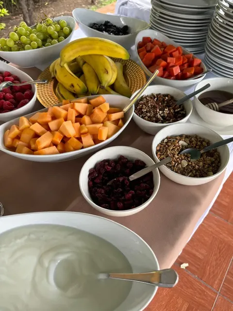 Llenos, hay unos platos que están con fruta, están listos para el servicio de desayunos ejecutivos